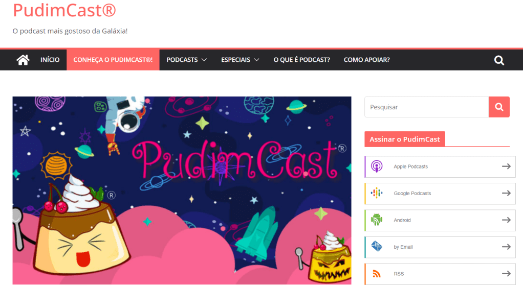 Print do site PudimCast